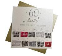 carte di cotone bianco BDP-60 a - carta di compleanno per 60 bambini t & iacute, un testo in inglese & eacute; s & quot; Vi auguro un meraviglioso compleanno Auntie & quot; mano, bianco