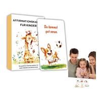 Carte di ispirazione per bambini, carte di affermazione per bambini - 32 Carte flash di consapevolezza tedesca | Empowering citazioni, costruzione della fiducia, giocattoli educativi, tema animale per