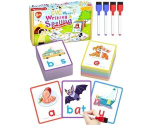 Carte di Memoria Prime Parole - Carte Duplex per scrivere e ortografia delle Parole, Parola Comune E Gioco Di Ortografia Vocale Corte, Giocattolo Educativo per Anziani