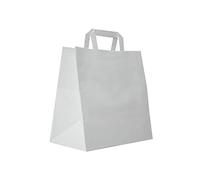 Carte Dozio S.r.l. - Shopper in Kraft con fondo quadro, color Bianco, maniglia piatta, f.to cm 32+22x34, cf 250 pz