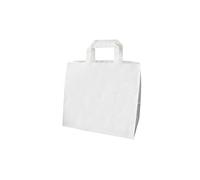 Carte Dozio - Shopper in Kraft con fondo quadro, color Bianco, maniglia piatta, f.to cm 32+21x27, cf 50 pz