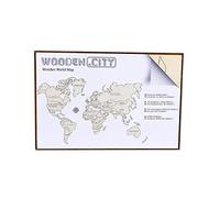 WOODEN.CITY- World Map XL Geografia Kit in Legno 3D, Colore Bianco, 120 x 80 cm, Wooden City_WM503