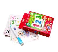 Carte educative Montessori per leggere, scrivere, numeri e operazioni. Giochi educativi inclusi pennarello con gomma.