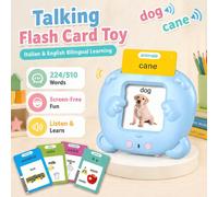 Carte Flash Parlanti Bilingue Italiano/Tedesco/Inglese, Giocattolo Sensoriale di Apprendimento Linguistico Uditivo per Bambini, Gioco Educativo di Vocabolario da Tasca, 224/510 Parole, Ausilio Didatti