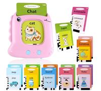 Carte Flash Parlants Carte educative per Bambini di 2+ Anni 112 Fogli 224 Parole Talking Flash Card Giocattoli educativi Montessori per ascoltare e imparare, Francese/Inglese/Bilingue, Rosa