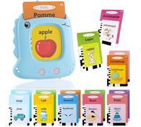 Carte Flash Parlants Carte educative per Bambini di 2+ Anni 112 Fogli 224 Parole Talking Flash Card Giocattoli educativi Montessori per ascoltare e imparare, Francese/Inglese/Bilingue, Blu