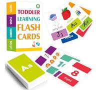 Carte Flash per asilo - 58 carte flash di lettere luminose con illustrazioni, 6,3 x 10,9 x 2 cm, biglietto di parola di vista della scuola materna e 'età prescolare per bambini da 2 a 4 A