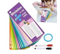 Carte matematiche, carte di apprendimento matematico - 15 x carte di apprendimento cancellabili Multi-Mathe,Divisione di moltiplicazione, strumento interattivo per esercizi di matematica per bambini e