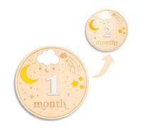 Carte Milestone Neonato, 16cm 1-12 Mesi Insegna per Bambini in Legno, Carte Mesi Neonato per Foto Insegna per l'Annuncio del Bambino Regalo Battesimo per i Nuovi Genitori, Baby Shower