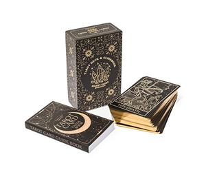Carte mistiche in lamina d'oro e tarocchi neri con guida per principianti e lettori di tarocchi avanzati; grande mazzo di tarocchi con ampia guida ai significati simbolici della storia passata e del