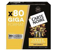CARTE NOIRE - Capsule Caffè Espresso Lungo N°6 Compatibili Nespresso - Caffè Arabica - Giga Formato 80 Capsule Alluminio - Made in France