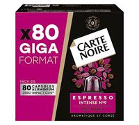 CARTE NOIRE - Capsule di caffè espresso intenso n° 9 compatibili Nespresso - Caffè Arabica - Giga Formato 80 capsule in alluminio - Made in France