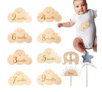 Carte pietre miliari per bambini, pietre miliari dei mesi del bambino | Carte fotografiche mensili per pietre miliari - Accessori in legno per la fotografia del bambino, Carte multifunzione per la