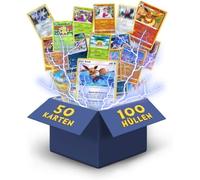 Carte Pokemon tedesche 50 diverse 3 rare 3 Holo 1 casuale Pikachu, Glumanda, Dedenne o Evoli, carte da collezione originali Pokemon, set attuali 100 custodie per carte di credito Heartforcards® Card