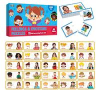 Carte Puzzle Emozioni e Sentimenti, 50 Pezzi con Diversi Stati d'Animo - Impara a Identificare le Diverse Emozioni, Gioco Educativo per Bambini con Autismo, ADHD