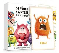 Carte sentimentali per bambini, 32 carte emotive con mostri sentimentali, carte educative per riconoscere e nominare sentimenti, supporta l'auto-regolazione e l'empatia, per asilo e scuola elementare