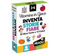 HEADU - Carte Vitamine Gioco Inventa Storie e Fiabe - 50 Cards e 10 Fiabe |Giochi di Carte per Bambini 3-6 Anni, Cards Illustrate per Inventare e Raccontare Storie, Gioco Educativo, Idea Regalo Natale