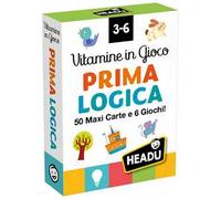 HEADU - Carte Vitamine in Gioco Prima Logica - 50 Maxi Cards e 6 Giochi Educativi | Carte Educative per Classificare e Confrontare, Giochi di Logica Bambini 3-6 Anni, Regalo Natale Pasqua Compleanno