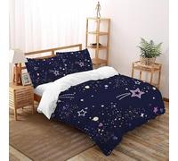 Carteeone animato stelle Set Di Biancheria Da Letto artee Copripiumino 2 Pezzi Comfort in Morbida Microfibra Per Coppia Adulti Doppia Con Chiusura Double（200x200cm）