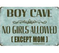 Cartel decorativo de estilo retro con texto "No se permiten chicas excepto mamá", hojalata para el hogar, cocina, baño, granja, jardín, garaje, citas inspiradoras, decoración de pared de 20 x 30 cm