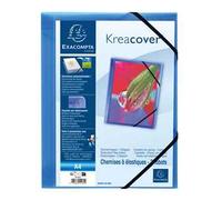 Cartella personalizzabile Kreacover - con elastico - PP - 24x32 cm - blu trasparente - Exacompta