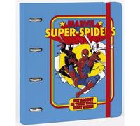 Grupo Erik Raccoglitore ad Anelli A4 Spiderman - Raccoglitore a 4 Anelli con Elastico, Divisori e Copertina Rigida in Polipropilene per la Scuola | Cancelleria Marvel Legends