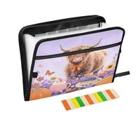Cartella a fisarmonica 13 tasche formato A4 lettera con chiusura a cerniera per forniture per ufficio Hello Fall Autumn Mucca zucca fiore organizador