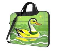 Cartella a tracolla stampata dell'anatra verde del computer portatile facile da usare quando viaggia per affari, Nero, 13 inch