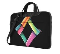 Cartella a tracolla stampata rombo variopinta del computer portatile facile da usare quando viaggia per affari, Nero, 13 inch