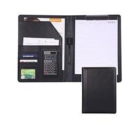 Cartella A4 Portadocumenti Finta Pelle Porta Block Notes per Ufficio Folio Cover Pieghevole File Curriculum Porta Carte Appunti E Blocco Note per Donna Uomo (Color : Black, Size : 12-Digit calculato