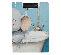 Cartella Appunti Art Elephant Vintage Vasca da bagno A4 Appunti Raccoglitore Doppia Clip Portapenne Ufficio Clip Board con coperchio