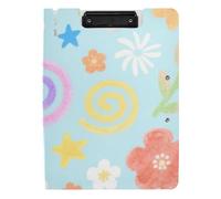 Cartella Appunti Cartella Cartone Animato Carino e Colorato Fiori Circolari A4 Appunti Folio Due Clip Metallo Portapenne Scuola Clip Board con Cover