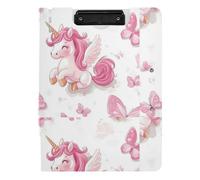 Cartella Appunti con Conservazione A4 Appunti Raccoglitore Due Clip In Metallo Portapenne Infermieristica Clip Board con Cover Cartoon Cute Unicorni Farfalla