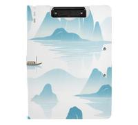 Cartella Appunti con Conservazione Blu Paesaggio Barca A4 Appunti Raccoglitore Due Clip Metallo Portapenne Nursing Clip Board con coperchio