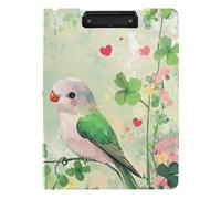 Cartella Appunti con Conservazione Clover Fiori Love Bird A4 Appunti con Raccoglitore Doppia Clip Portapenne Ufficio Clip Board con coperchio