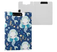 Cartella Appunti con Conservazione Fiaba Sirene Blu A4 Appunti con Raccoglitore Doppia Clip Portapenne Scuola Clip Board con Coperchio