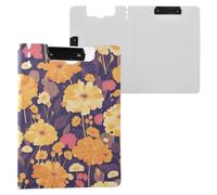 Cartella Appunti con Conservazione Fiori Gialli Viola Scuro A4 Clipfolio Doppia Clip Portapenne Scuola Clip Board con Coperchio
