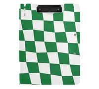 Cartella Appunti con Conservazione Verde e Bianco A Scacchi Plaid A4 Appunti Folio Doppia Clip Metallo Portapenne Ufficio Clip Board con Cover