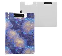 Cartella Appunti con Conservazione Vetro Fiori Viola A4 Appunti Padfolio Doppia Clip Metallo Portapenne Scuola Clip Board con Copertina Rigida