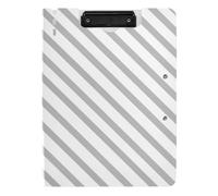 Cartella Appunti con Storage Grigio Strisce A4 Appunti Padfolio Doppia Clip Portapenne Ufficio Clip Board con coperchio