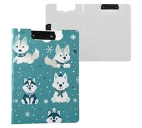 Cartella Appunti con Storage Teal Sei giocosi Cani Divertenti A4 Appunti Folio Raccoglitore Doppio Metallo Clip Portapenne Scuola Clip Board con Cover