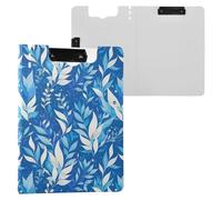 Cartella Appunti Foglie Azzurro A4 Appunti Cartella Appunti Doppia Clip in Metallo Portapenne Ufficio Clip Board con copertina rigida