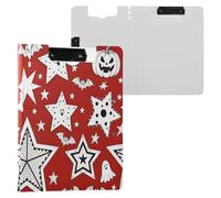 Cartella Appunti Halloween Stella Zucca Pipistrello Rosso e Bianco A4 Appunti con Raccoglitore Due Clip in Metallo Portapenne Lavagna Clip per infermieristica con coperchio