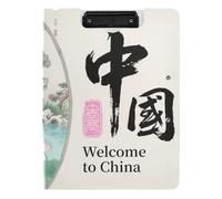Cartella Appunti Welcome to China Scenery Culture A4 Appunti Folio Doppia Clip Metallo Portapenne Scuola Clip Board con Cover