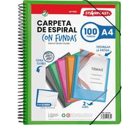 Cartella Buste Spirale Flessibile - 100 Buste Trasparenti, A4, Chiusura Elastica