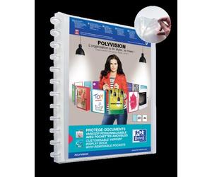 Cartella con buste rimovibili Oxford Polyvision Variozip A4+ - Copertina in plastica personalizzabile - 20 buste trasparenti - NEW