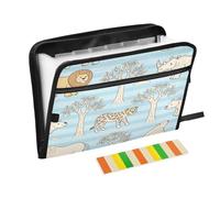Cartella con chiusura a 13 tasche A4 formato lettera con chiusura a cerniera per forniture per ufficio rinoceronte in legno animale leone ghepardo carpeta de