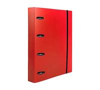 Cartella con ricambio leiderpapel a4 quadro 5 mm 100 fogli 80 g polipropilene 4 anelli misti 25 mm rosso