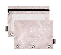 Cartella decorativa elegante in oro rosa, 3 anelli con finestra trasparente, astuccio per matite in vari colori, 3 anelli per forniture per ufficio, scuola, cosmetici, multicolore, 2 pezzi