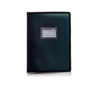 Cartella di buste A4 Colorline con bordi rinforzati in tessuto e copertine rigide, indicatori con patta interna, adesivi e badge identificativo by Office Box. (40 custodie, nero)